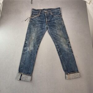 Selvedge Jeans Mens Medium Blue Slim Fit Denim Button Fly Fits 29x30